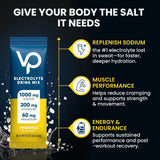 Pineapple Electrolyte Drink Mix - 30 Sticks by Venture Pal highlighting sodium, potassium, magnesium benefits for hydration.