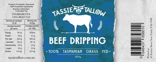 Premium Beef Dripping - Tasmanian Grass Fed - Sup Yo