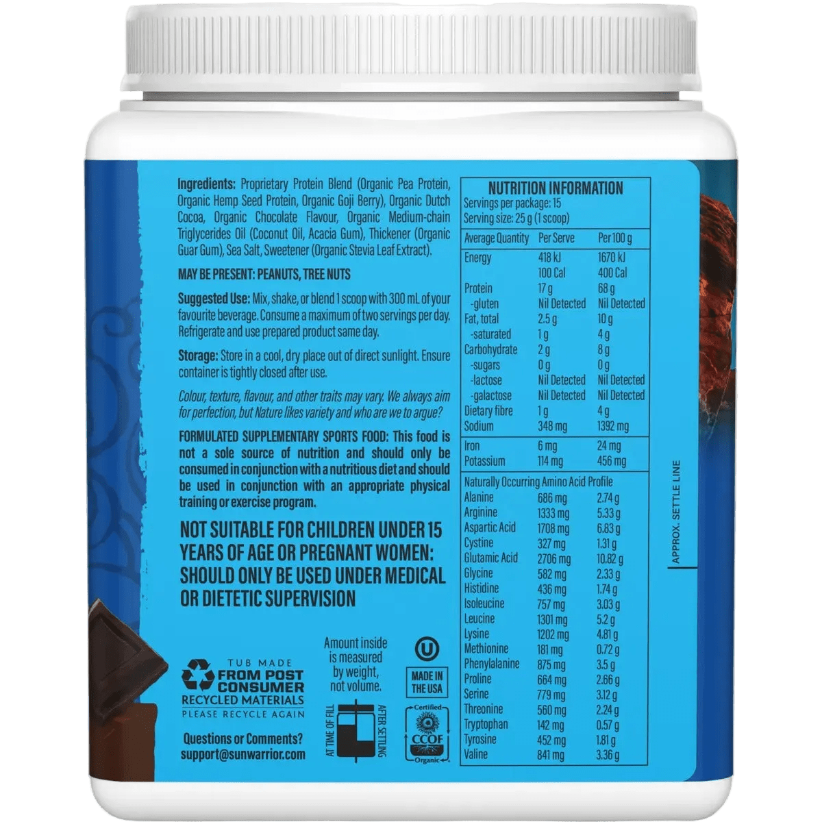 Protein Powder Warrior Blend Chocolate 375g
