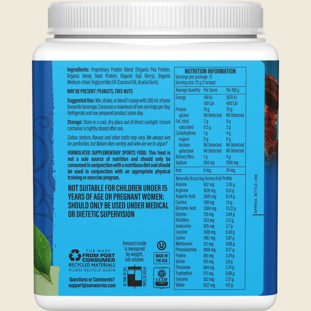 Protein Powder Warrior Blend Unflavoured 375g