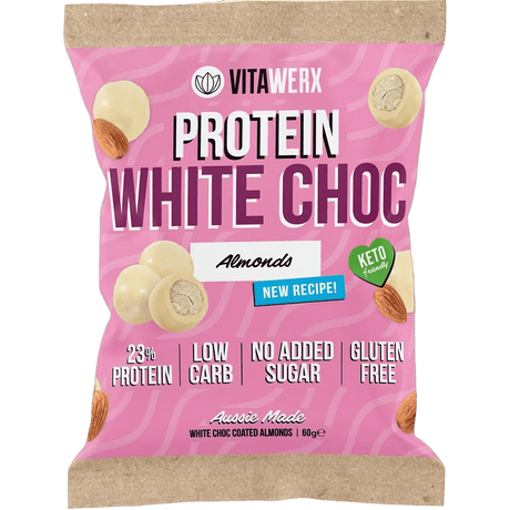 Protein White Choc Coated Almonds - 60g - Yo Keto