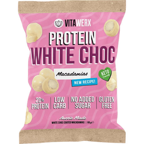 Protein White Choc Coated Macadamias - 60g - Yo Keto