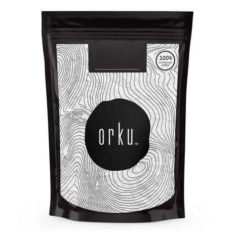 Orku Pure Potassium Chloride Powder - 400g pouch with black and white abstract design, Australian owned label.