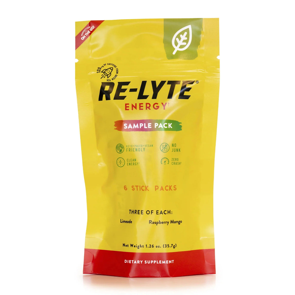 Re-Lyte Energy - Sample Pack - 6 sticks - Best Before 28 Feb 2026 in yellow pouch with clean energy electrolytes