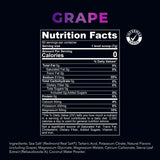 Nutrition facts label for a product with 'Grape' flavor on a black background.