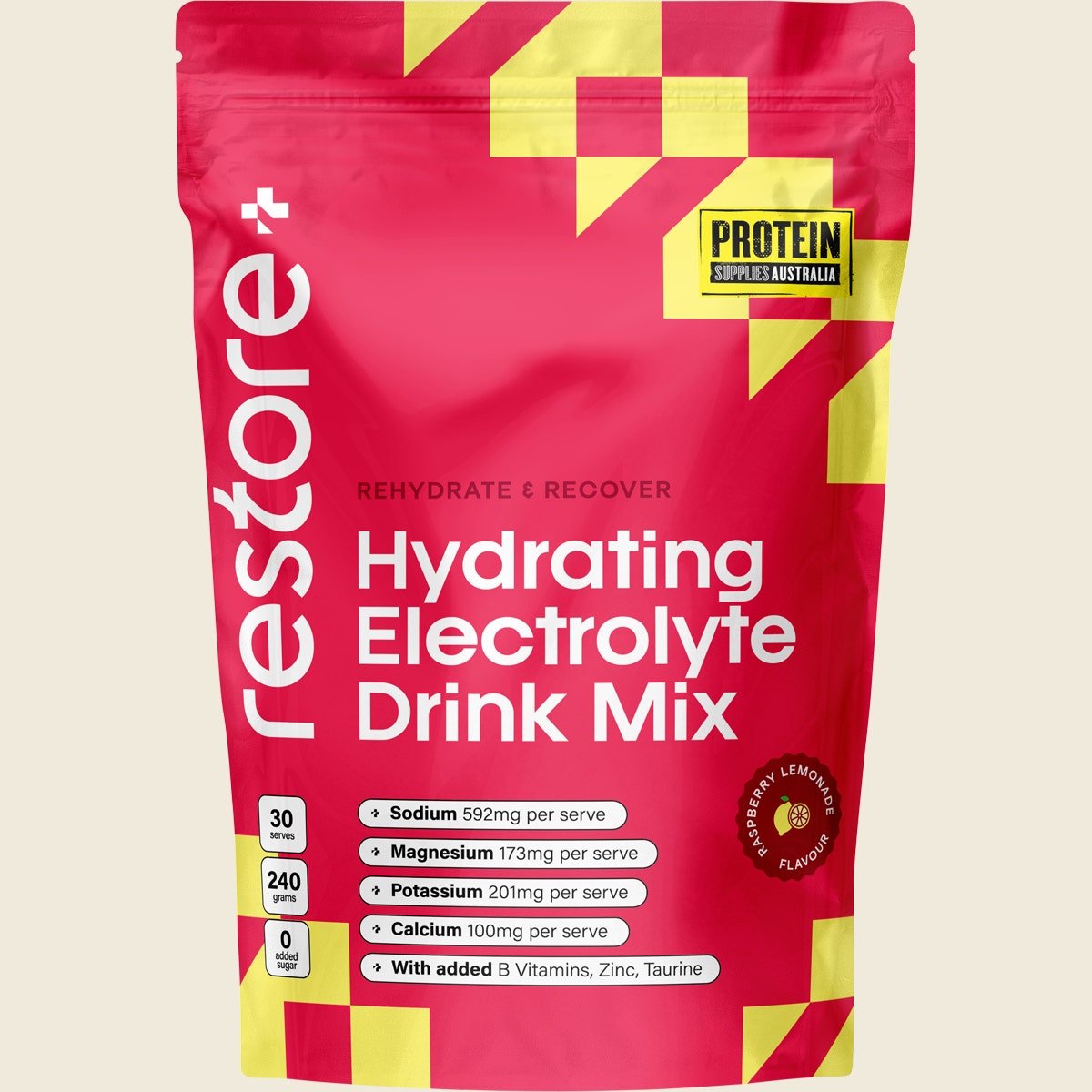Restore Electrolyte Drink Mix Raspberry Lemonade 240g