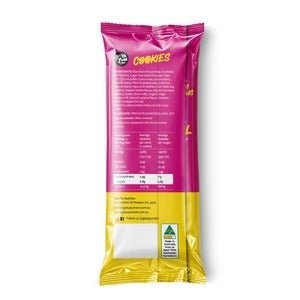 Back of Sample Bundle chocolate chip cookie pack with nutrition facts and Australian certification badge by Get Ya Yum On.