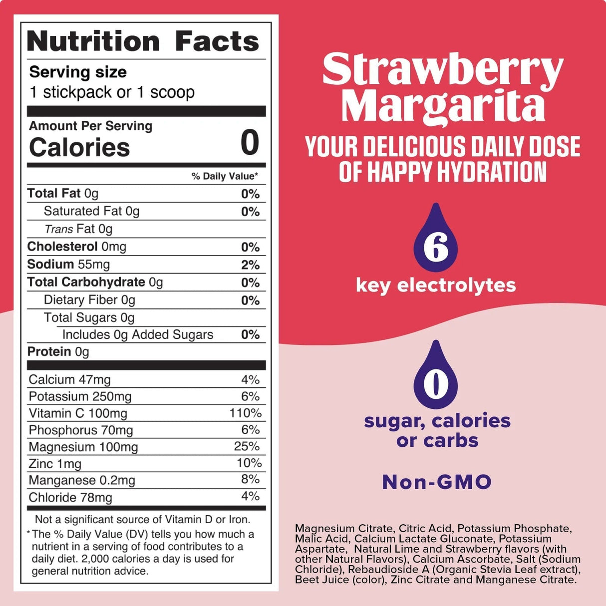 Strawberry Margarita Electrolyte Drink Mix - 90 Serves