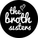 The Broth Sisters logo in white text with heart icon on black background for Superfood Mushroom Stock Concentrate - 150g