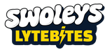 Swoleys logo with bold white and yellow text for LyteBites - Electrolyte Gummies - Lemon Surge on dark background