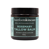 Tallow Balm - Rosemary - 100g by Barefoot Skincare Co in dark jar with mint green label for nutrient dense skincare.