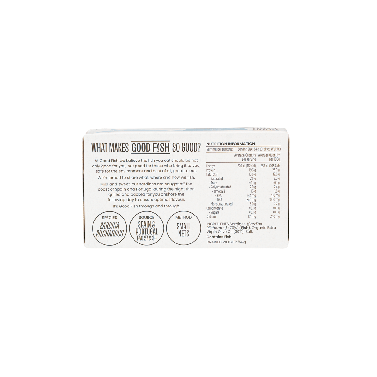 Wild Caught Sardines in Organic Extra Virgin Olive Oil - 120g Can