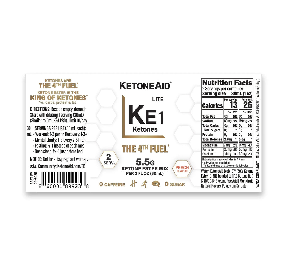 KE1 Lite Ketone Ester & Salt Drink - 60ml - Sup Yo